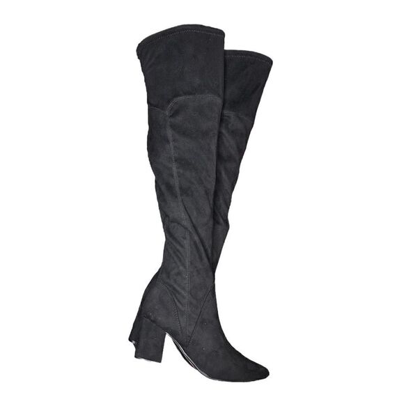 NEW Marc Fisher Okun Over Knee High Boot Black Block Heel Side Zip Women 9 - Picture 2 of 8